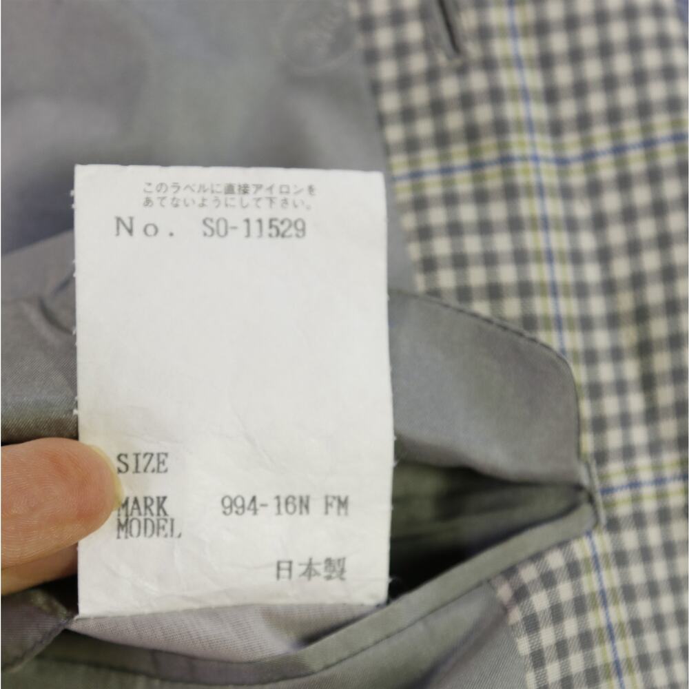 Hickey Freeman Gray Cream Gingham Check Lime Green Wool Sportcoat Blazer 40S - Picture 12 of 12